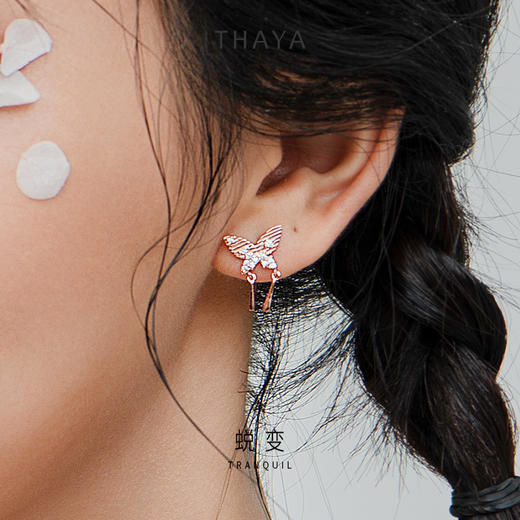 花芽蜕变耳钉女纯银s925小巧简约气质耳饰品 - 花芽原创饰品店