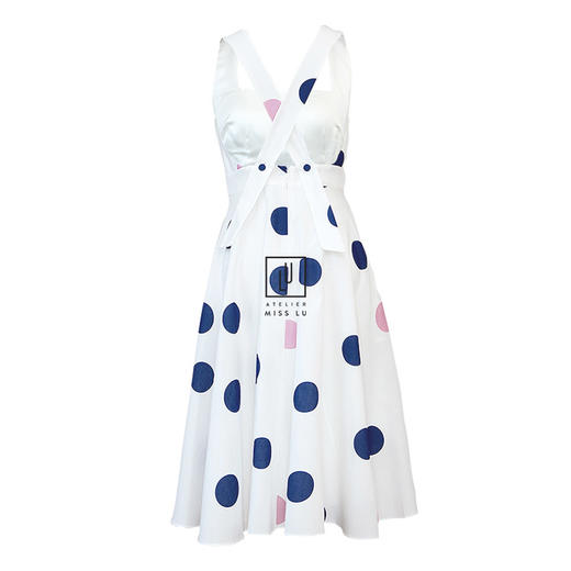 AtelierMissLu-「露背合理」趣味波点方领露背裙-0000620 商品图4