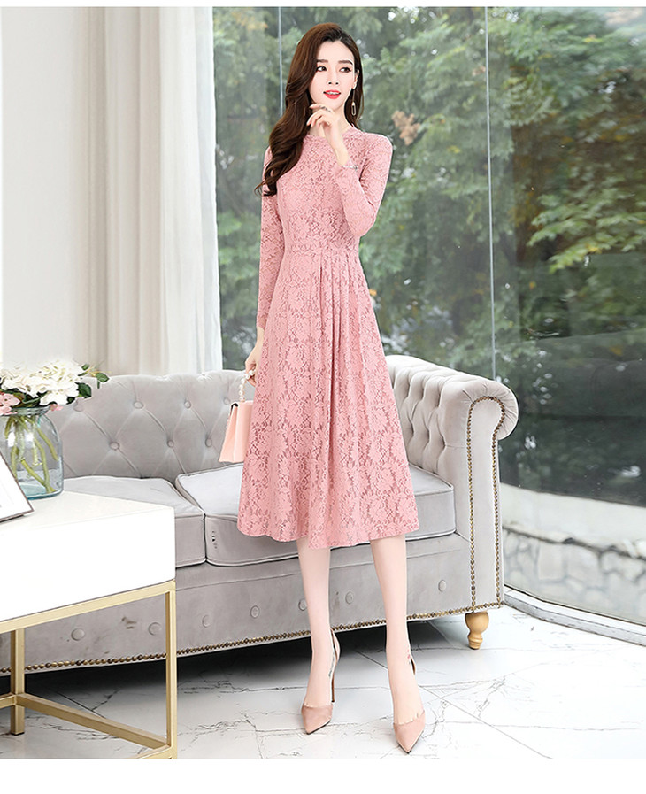 优雅时尚,修身灵动镂空蕾丝连衣裙hr-mljl209