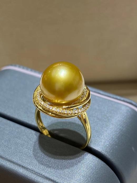 【南洋金珠戒指】18k金镶嵌南非钻石戒指.