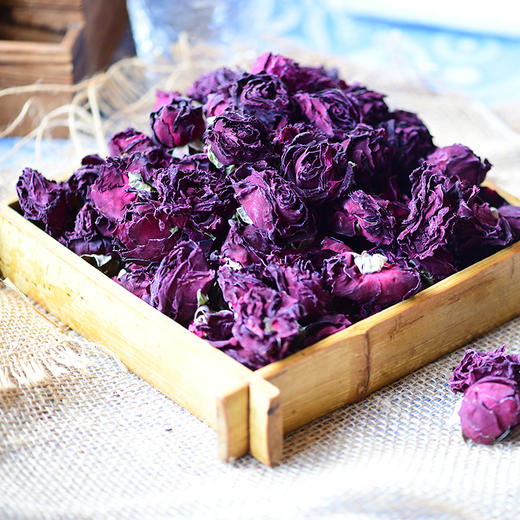 【云南墨红玫瑰】 整朵干玫瑰 初级农产品  自然晒干  无熏硫 50g/罐 商品图4