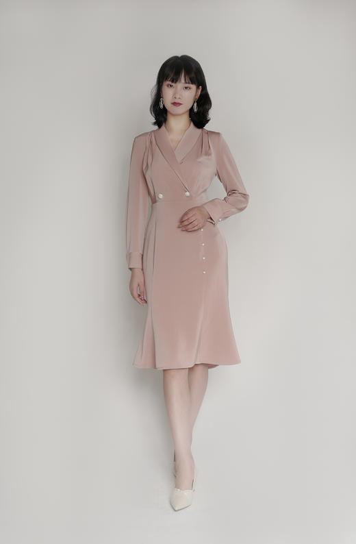 撞色手工钉珠领连衣裙 商品图3