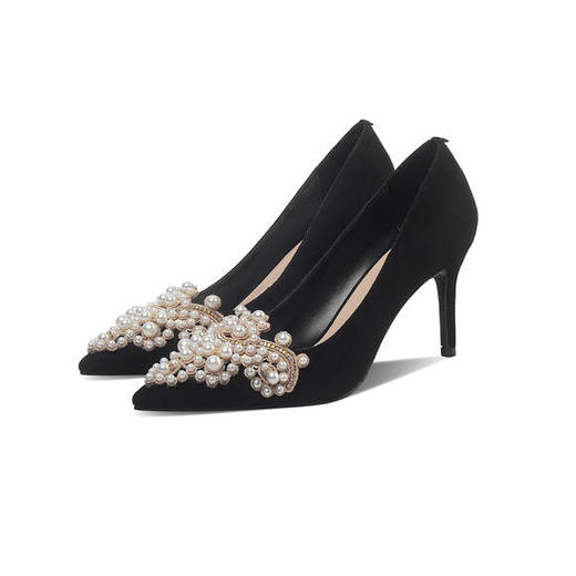 OLD-0D20新款时尚性感尖头珍珠浅口百搭细高跟鞋 商品图4