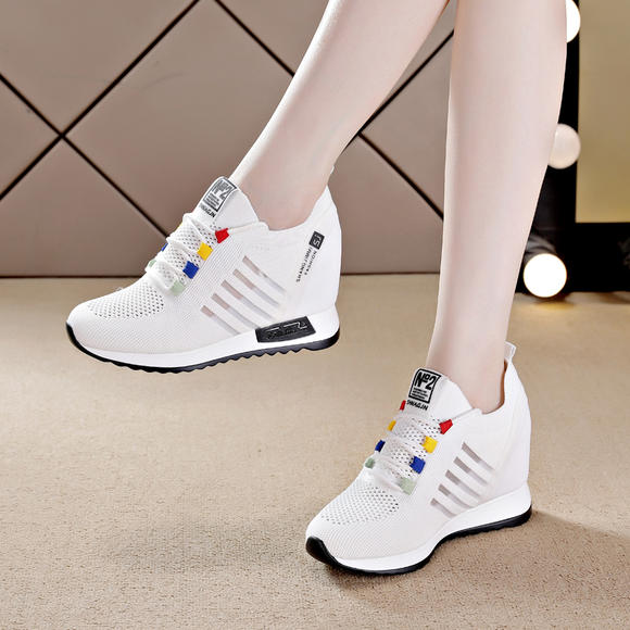 内增高小白鞋女夏新款透气网面鞋2020新款百搭网鞋镂空休闲运动鞋 jw