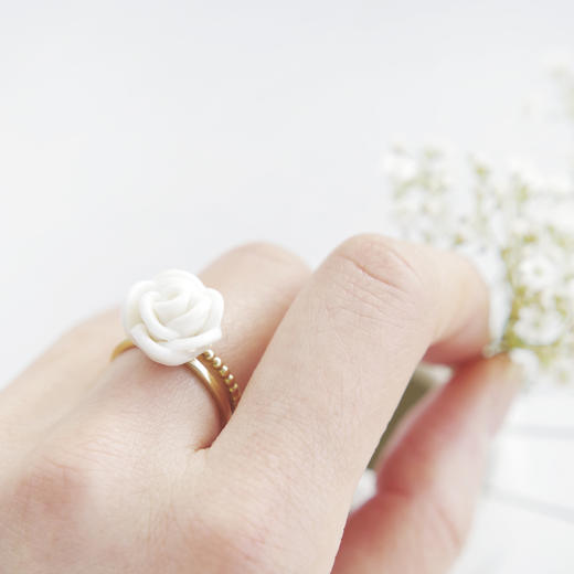 北京仓｜POPORCELAIN-Rose-白玫瑰 戒指［丹麦设计师］ 商品图0