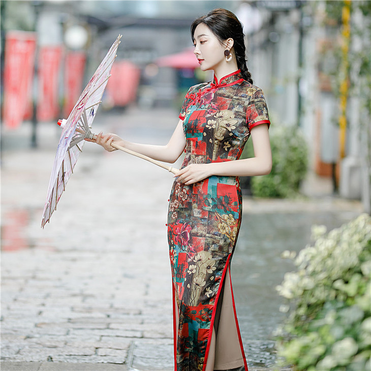 syk-188199新款复古优雅气质旗袍