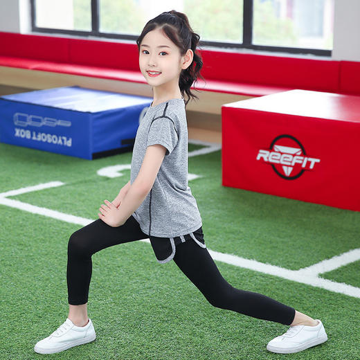 DTJ-QQ68W2001亲子装瑜伽服   2020健身短袖形体速干衣练功运动服套装 商品图3