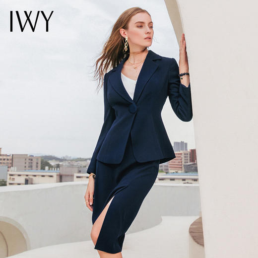 IWY/藏青色长袖西装套裙CS10313 商品图2