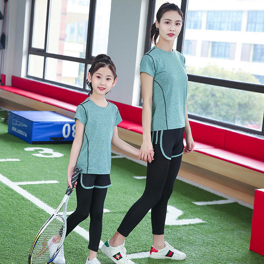 DTJ-QQ68W2001亲子装瑜伽服   2020健身短袖形体速干衣练功运动服套装 商品图1