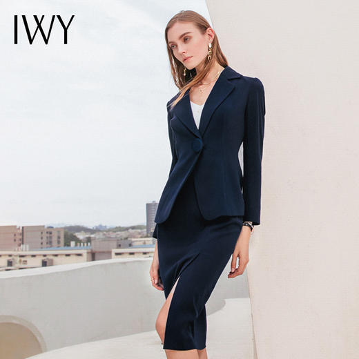 IWY/藏青色长袖西装套裙CS10313 商品图4