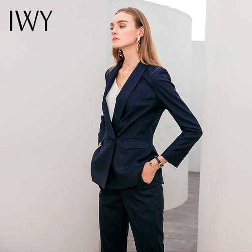 IWY/藏青色长袖西服长裤套装CP10316 商品图2
