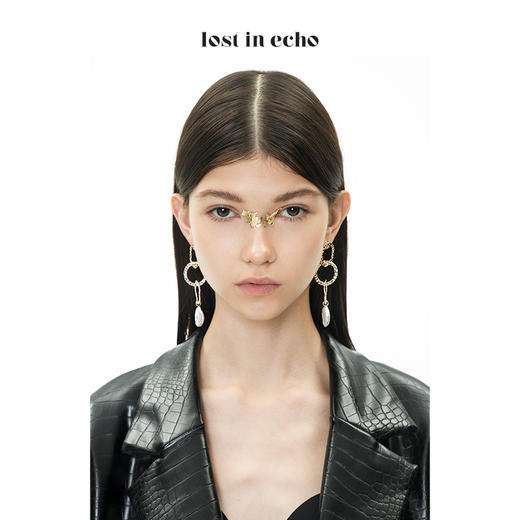 lost in echo设计师人鱼泪系列 inna金属圆环纽扣珍珠耳环 商品图2