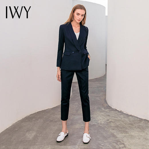 IWY/藏青色长袖西服长裤套装CP10316 商品图0