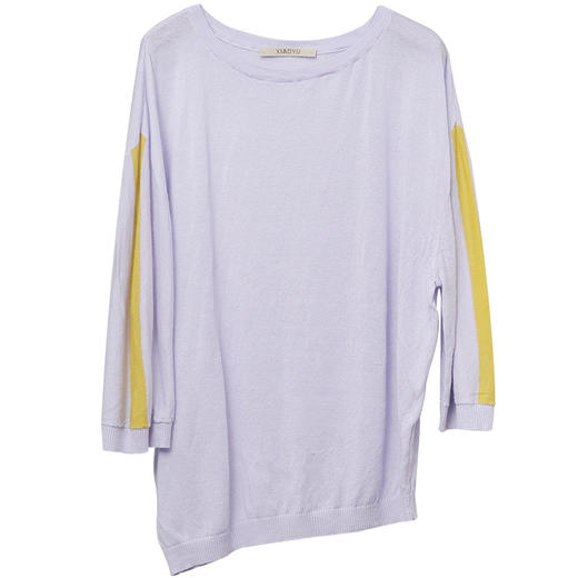 小愚女装一字领拼色条编织衫202MZ010 商品图4