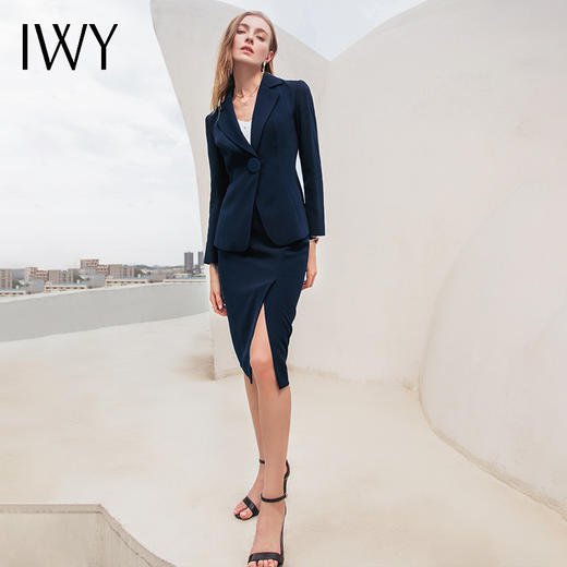 IWY/藏青色长袖西装套裙CS10313 商品图1