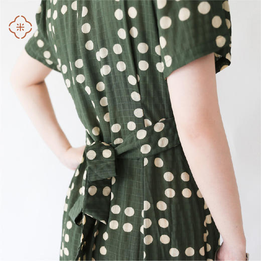 米马成衣 复古苏联布拉吉绿色波点连衣裙 特别适合梨形身材同学 商品图3