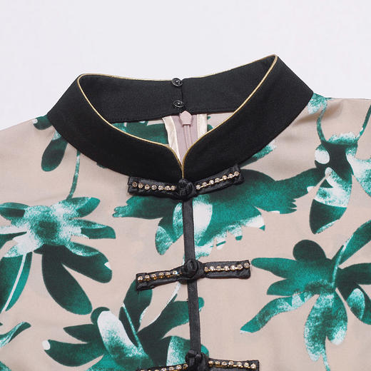 DLQ-A2569妈妈碎花小衫新款上衣洋气气质复古短袖雪纺衫 商品图3