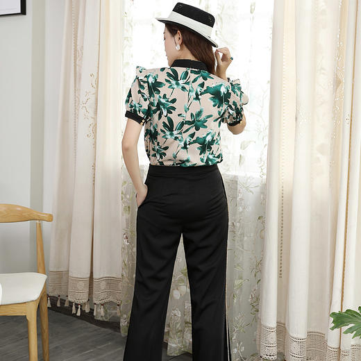 DLQ-A2569妈妈碎花小衫新款上衣洋气气质复古短袖雪纺衫 商品图2