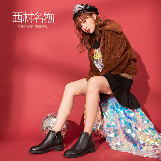 西村名物2019时尚优雅平底靴裸靴X284S42188 商品图0