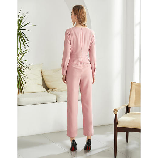 EITIE爱特爱秋季新款时尚通勤职业挂脖V领高腰显瘦连体裤女6007737 商品图6