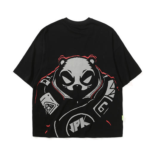 jpk 潮牌夏季熊猫大图案3m反光印花漫画黑色短袖t恤情侣衫 jtxd201026