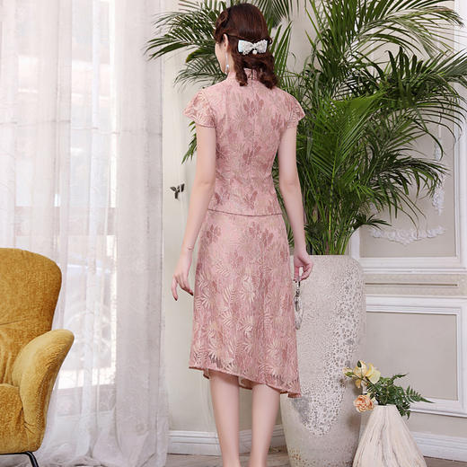 DLQ-A2283中国风粉色旗袍套装两件套2020气质新款 商品图2