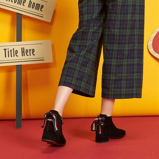 西村名物秋冬短靴纯色低跟X284S40641 商品图2