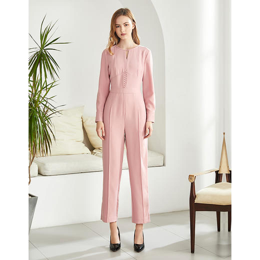 EITIE爱特爱秋季新款时尚通勤职业挂脖V领高腰显瘦连体裤女6007737 商品图4