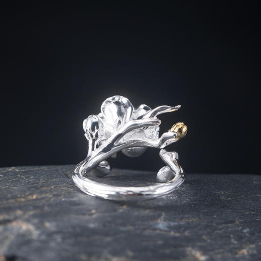 S925银，时尚个性简约气质海棠花开口戒指YM-JZ12243 商品图3