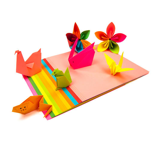 悦声 折纸 彩纸 剪纸书 80g荧光彩色手工纸材料 混色正方形 幼儿园