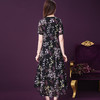 WXY-W-HF-081Y真丝2020新款V领印花短袖长款过膝沙滩裙 商品缩略图1