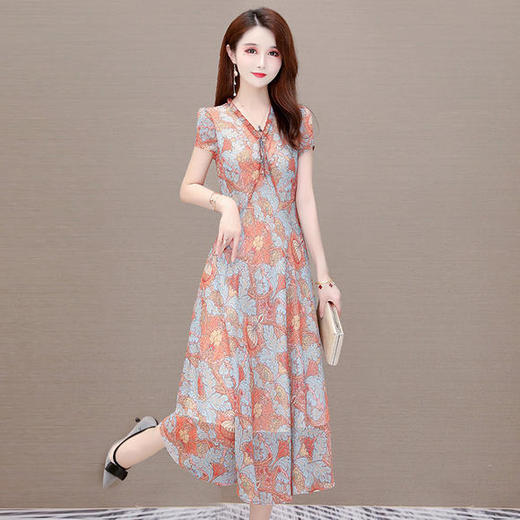 YWE-TB-MLN8025新款过膝中长款印花连衣裙 商品图3