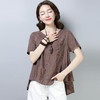 AHM-rffs8532文艺风棉麻圆领短袖T恤女宽松打底上衣 商品缩略图2