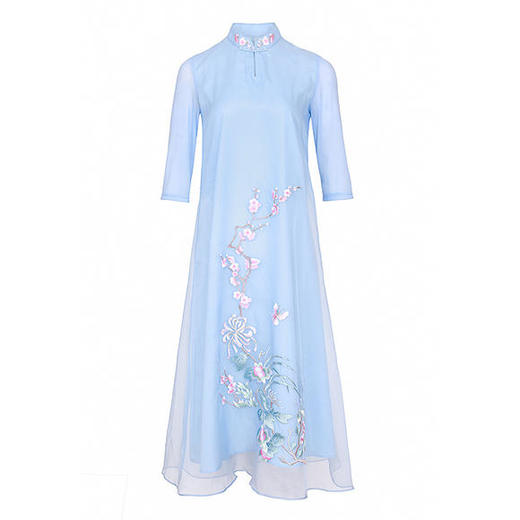 YFN-1079 2020新款刺绣宽松A字连衣裙 商品图4