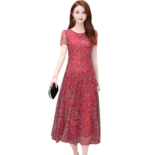 YWE-SJ19BMWC95夏装新款韩版修身显瘦短袖大码中长款a字裙 商品图5