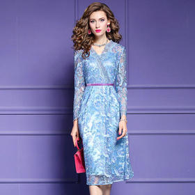 FMY-F20CL29867V领气质收腰绣花连衣裙