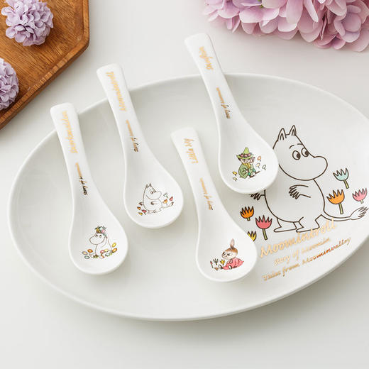 Moomin姆明生活日记汤勺 可爱陶瓷创意 勺子 沙拉碗 高脚碗 商品图4