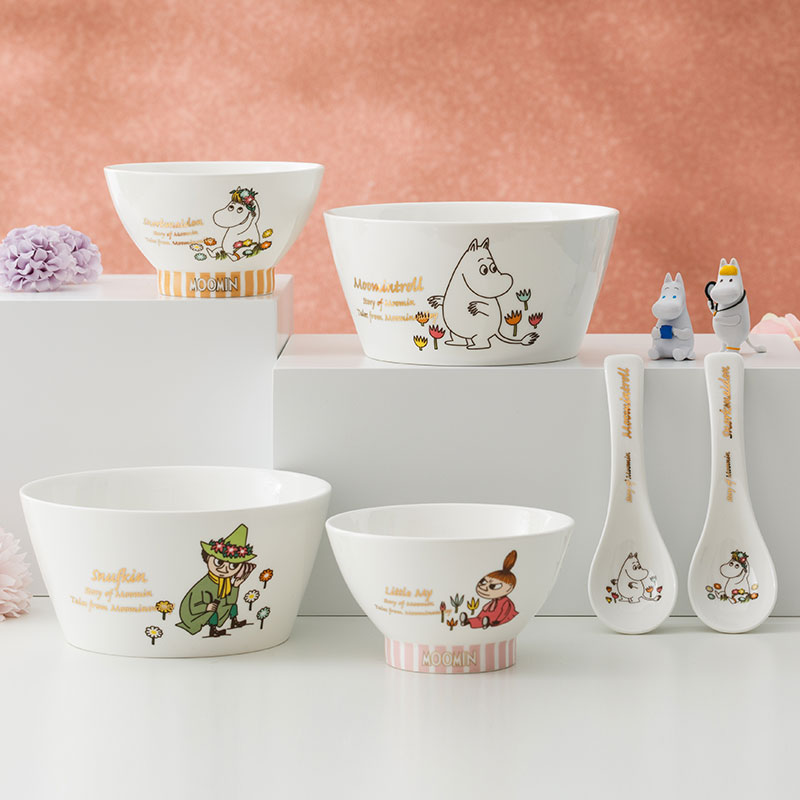 Moomin姆明生活日记汤勺 可爱陶瓷创意 勺子 沙拉碗 高脚碗