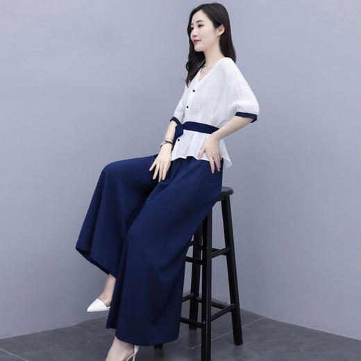 SJ-524夏新款苎麻裙裤文艺亚麻复古两件套 商品图3