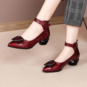 BY-XYM-k210高帮粗跟，舒适真皮单鞋