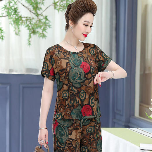 YMS-72P-3503薄款阔太太时尚碎花两件套 商品图1