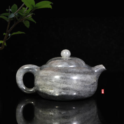 和田玉（青花）玉壶--竹节把西施壶（宋鸣放6648）229.7g 商品图1