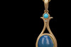 宝瓶 ·多米尼加蓝珀18K喷砂黄金镶嵌绿松石吊坠 特价 商品缩略图1
