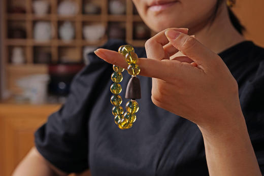 墨西哥蓝珀高蓝沉香手串搭配越南水沉随形 特价 商品图3