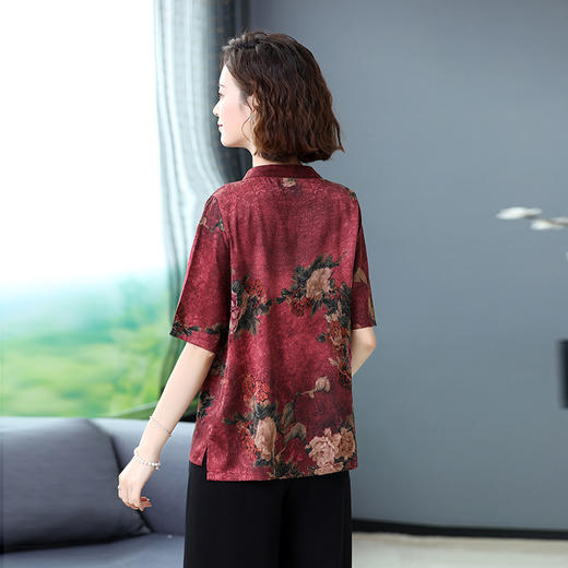 MC-sy0325002新款高品质妈妈装民族风半袖大码上衣 商品图1