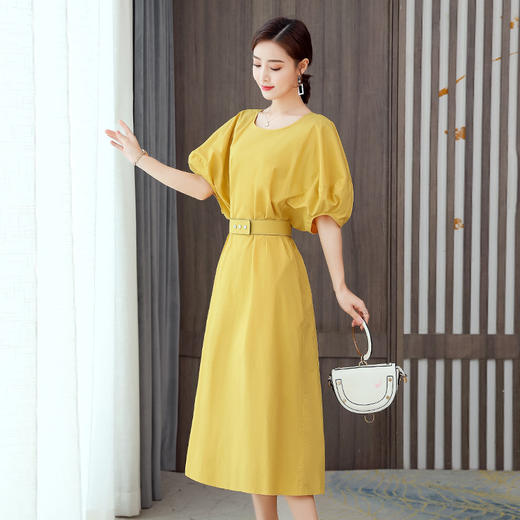 AHM-kxt9128夏季宽松中长款短袖时尚气质套头A字裙度假裙 商品图1