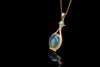 宝瓶 ·多米尼加蓝珀18K喷砂黄金镶嵌绿松石吊坠 特价 商品缩略图3