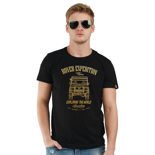 夏季男生短袖t恤潮牌帅气越野个性陆虎印花图案2020修身弹力薄款 商品图0