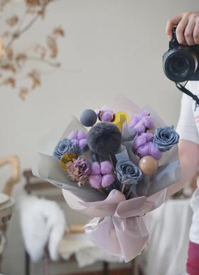 （兑换专用）【狮子座守护永生花】紫色棉花/玫瑰永生花绣球/毛球/几何亚克力/LUCK双色球球