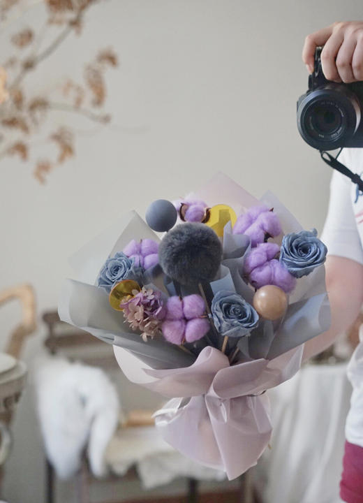 （兑换专用）【狮子座守护永生花】紫色棉花/玫瑰永生花绣球/毛球/几何亚克力/LUCK双色球球 商品图0